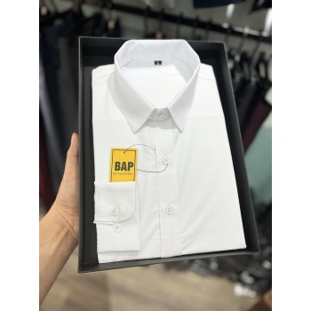 Áo sơ mi trắng nam dài tay trắng tinh trắng sáng không nhăn đi học đi làm cổ cứng thắt caravat phom body hàn 2024